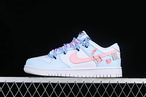 All categories Nk SB Dunk series Nk SB Dunk Low low-top sneakers Nk Dunk Low Cupid Macaron white and blue pink love vibe distressed SB strap low-top casual sneakers DD1503-109